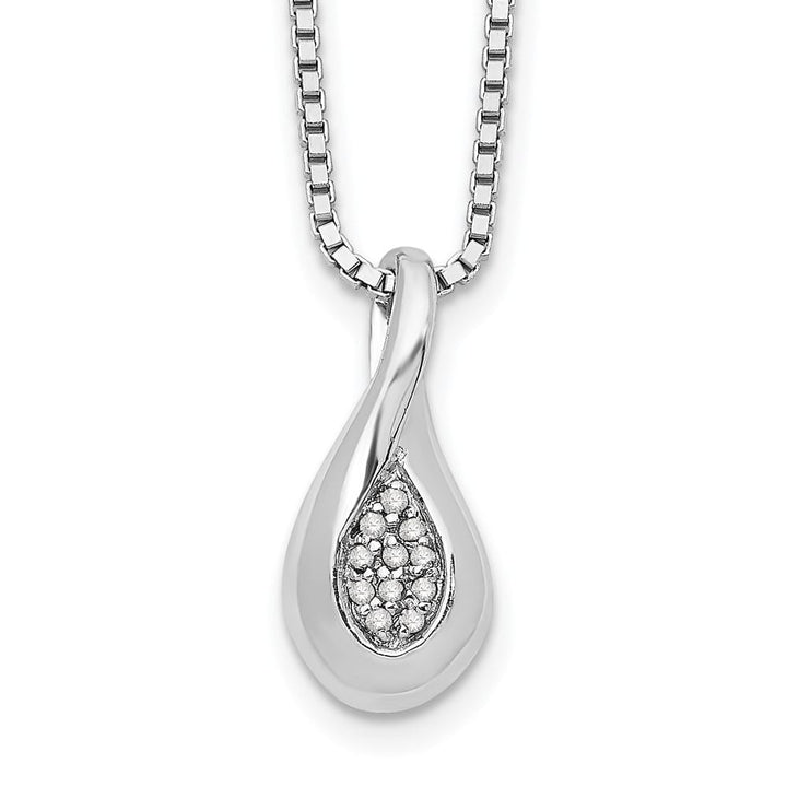 Sterling Silver Diamond Teardrop 5 Stone Box Chain 20 inch Necklace
