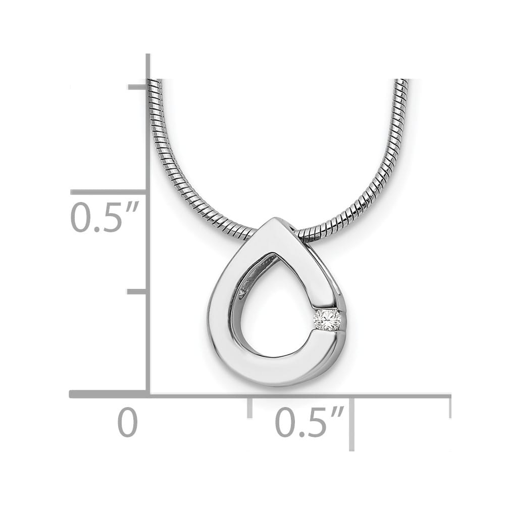Sterling Silver Diamond Teardrop Snake Chain 10x10 mm 20 inch Necklace