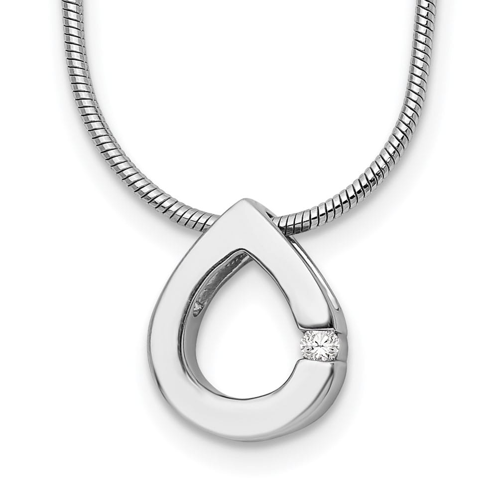 Sterling Silver Diamond Teardrop Snake Chain 10x10 mm 20 inch Necklace