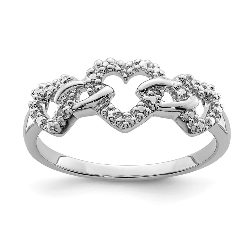 Sterling Silver Diamond Triple Heart Ring
