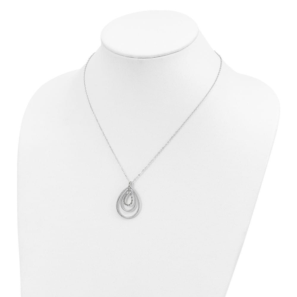 Sterling Silver Diamond Triple Teardrop 18 inch Necklace
