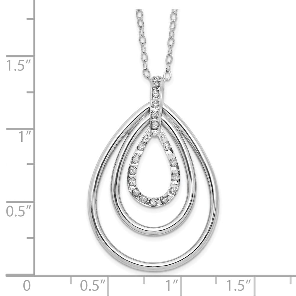 Sterling Silver Diamond Triple Teardrop 18 inch Necklace