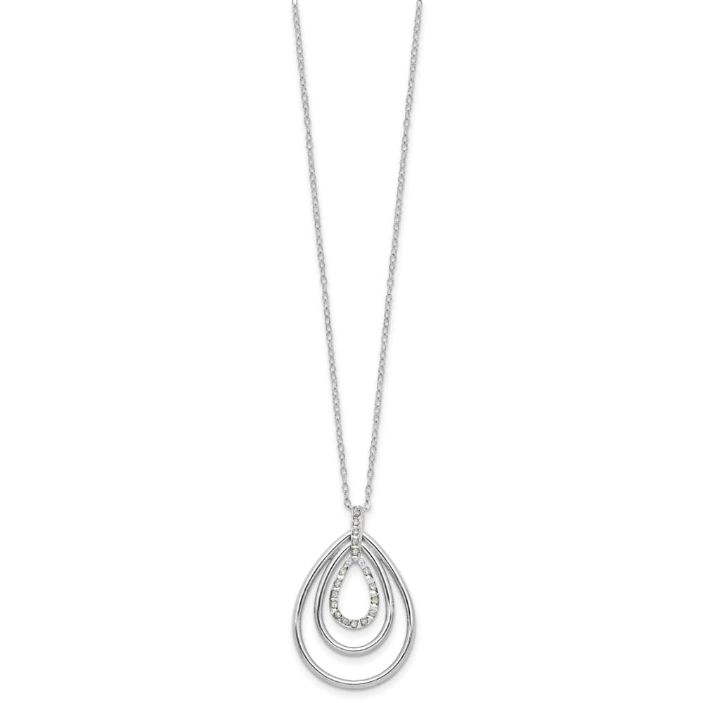 Sterling Silver Diamond Triple Teardrop 18 inch Necklace
