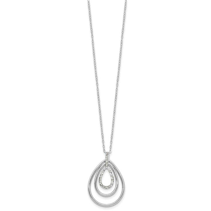 Sterling Silver Diamond Triple Teardrop 18 inch Necklace