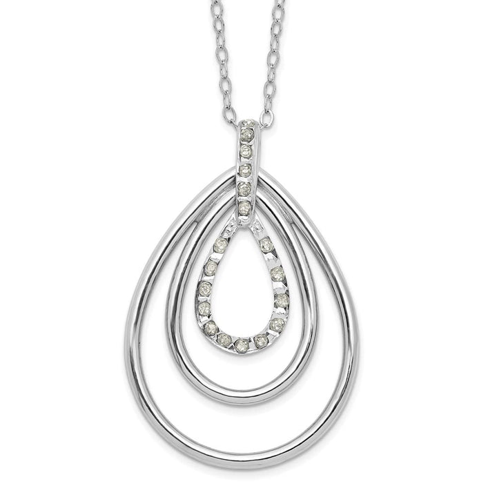 Sterling Silver Diamond Triple Teardrop 18 inch Necklace