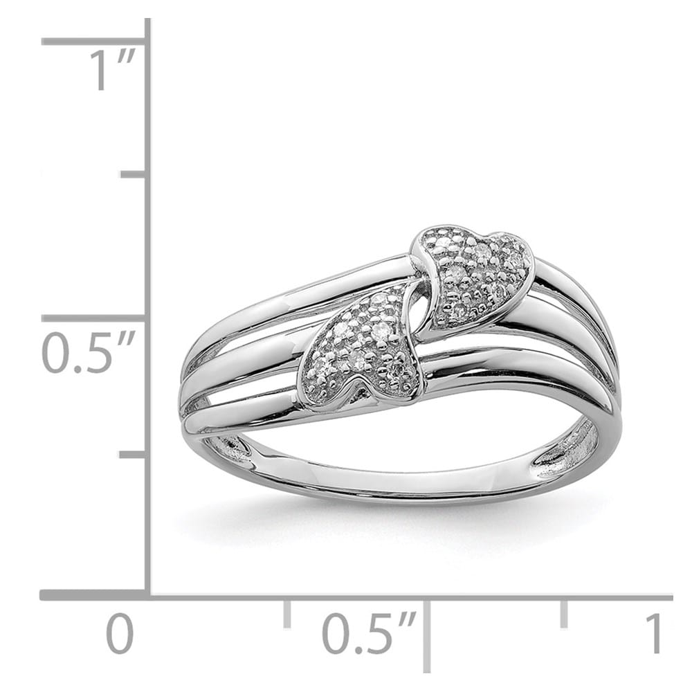 Sterling Silver Diamond Two Heart Ring