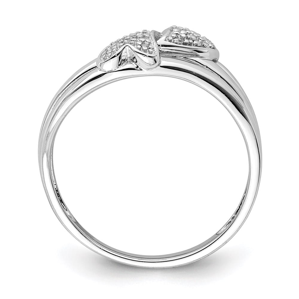 Sterling Silver Diamond Two Heart Ring