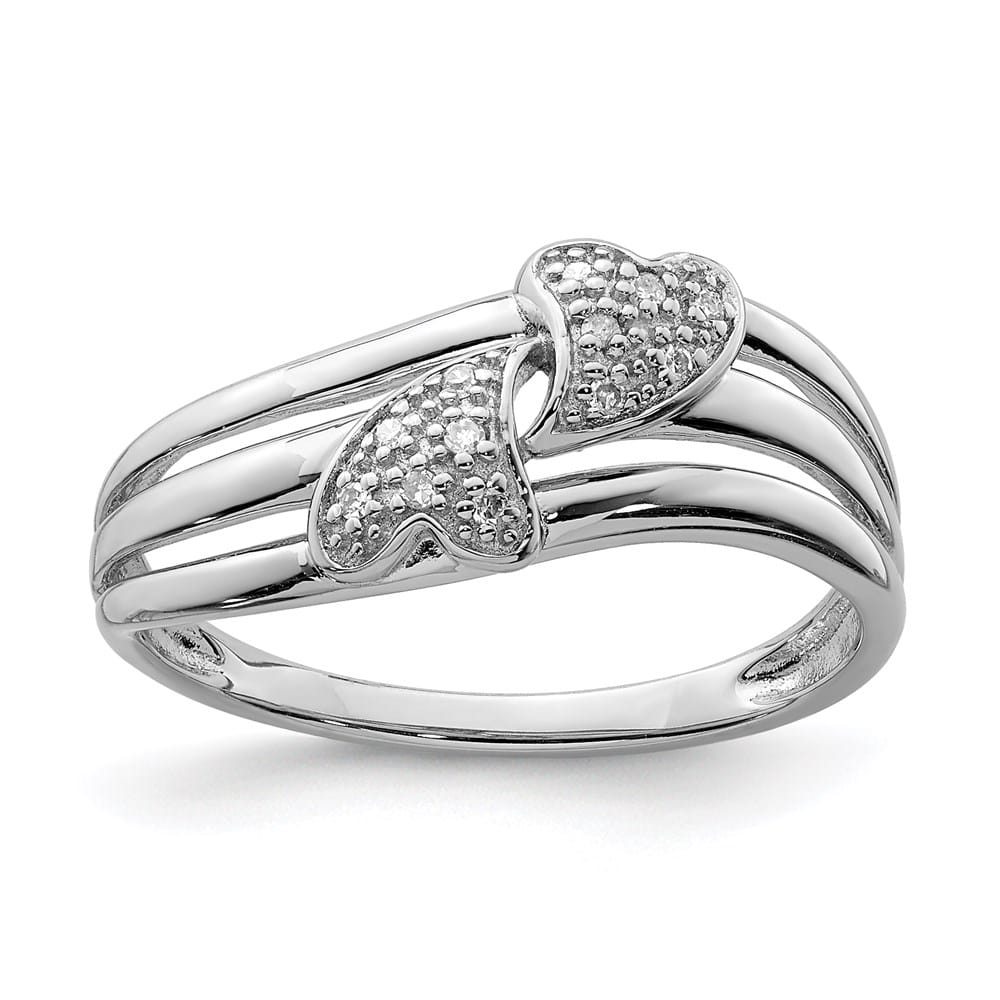 Sterling Silver Diamond Two Heart Ring