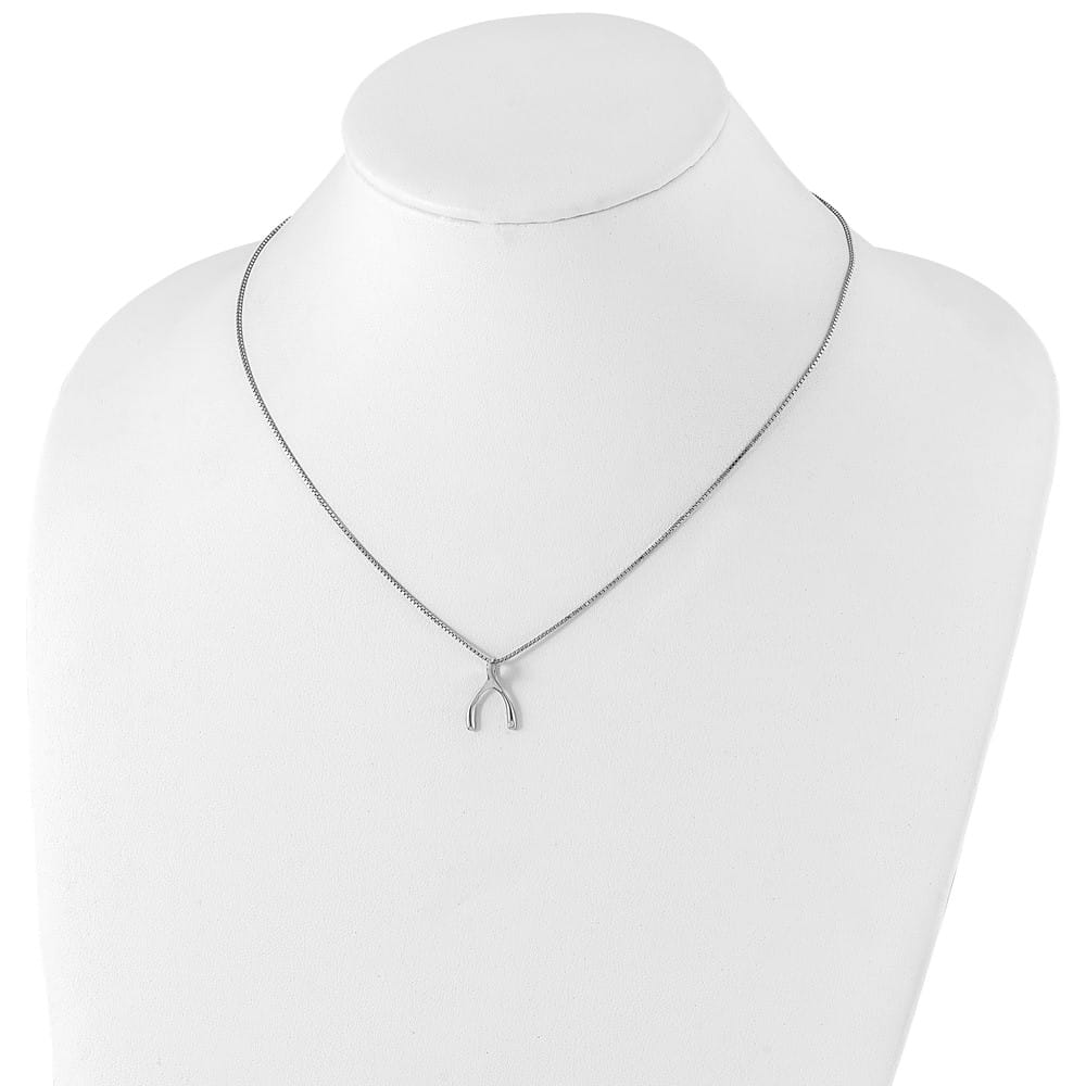 Sterling Silver Diamond Wishbone Slide Pendant 20 inch Necklace
