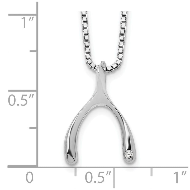 Sterling Silver Diamond Wishbone Slide Pendant 20 inch Necklace