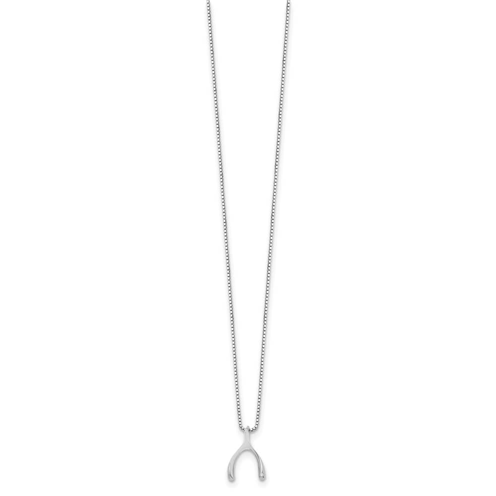 Sterling Silver Diamond Wishbone Slide Pendant 20 inch Necklace