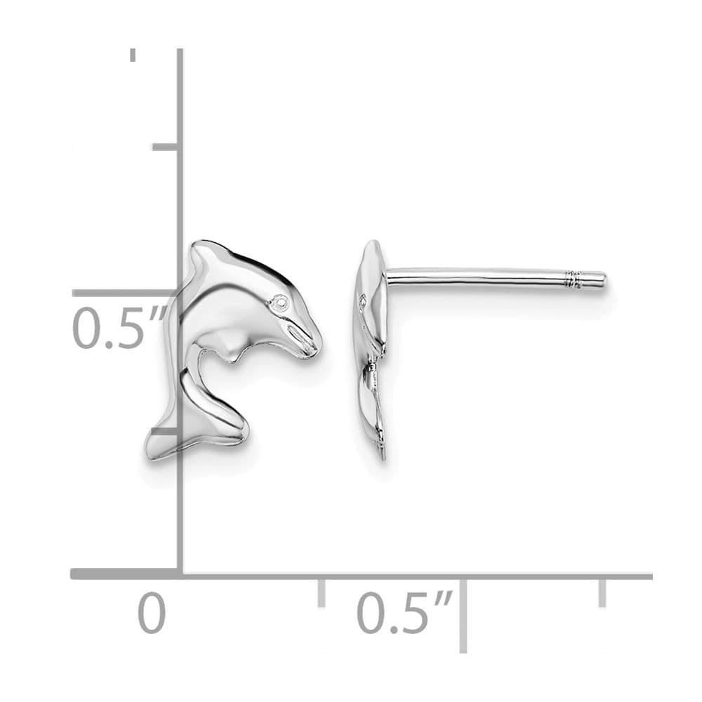 Sterling Silver Dolphin Stud Earrings, view 4 of 4