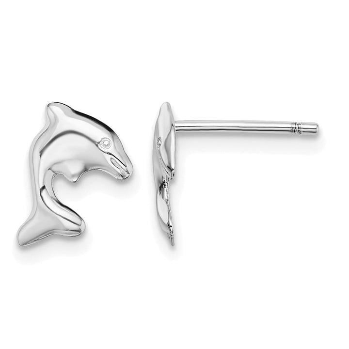 Sterling Silver Dolphin Stud Earrings, view 1 of 4