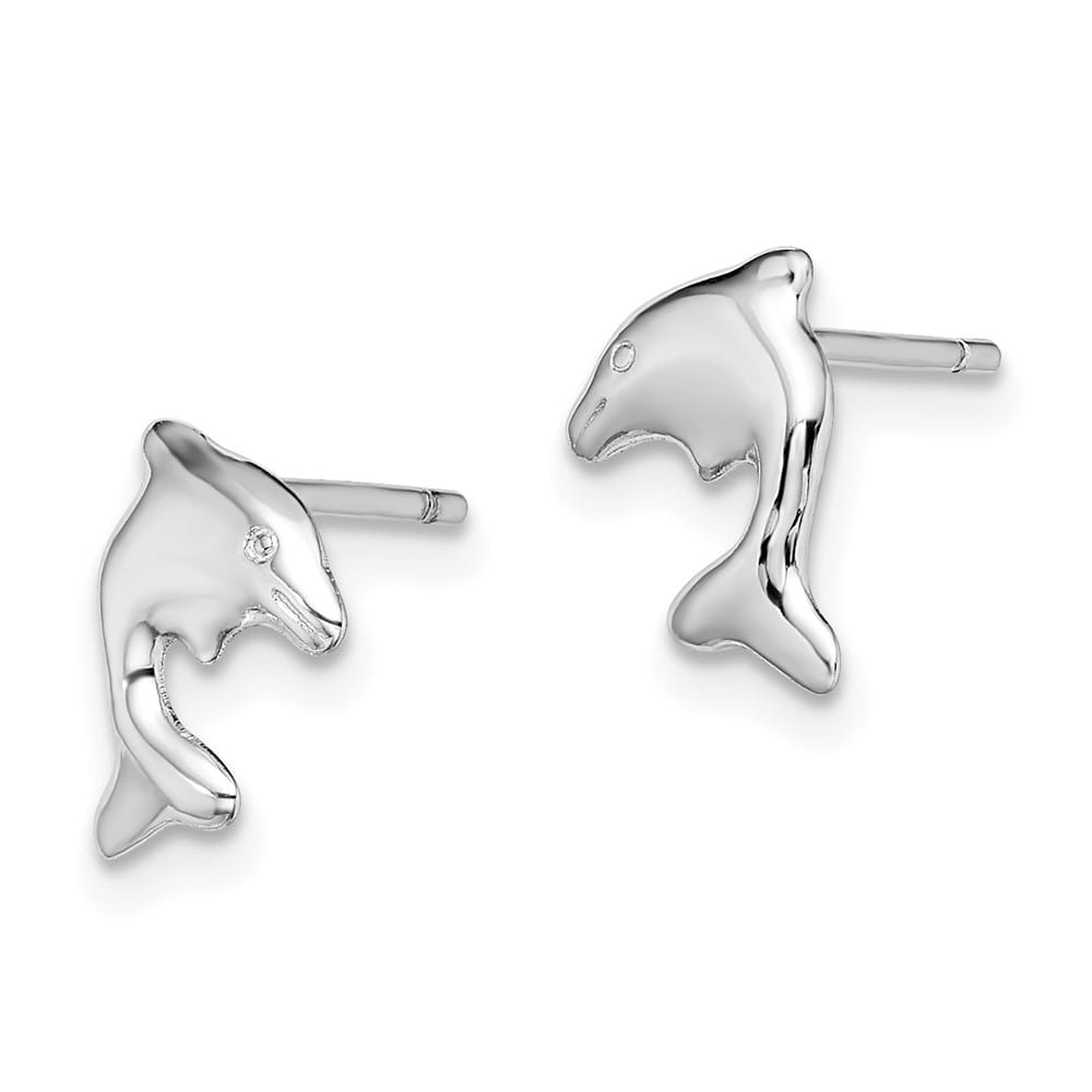 Sterling Silver Dolphin Stud Earrings, view 2 of 4