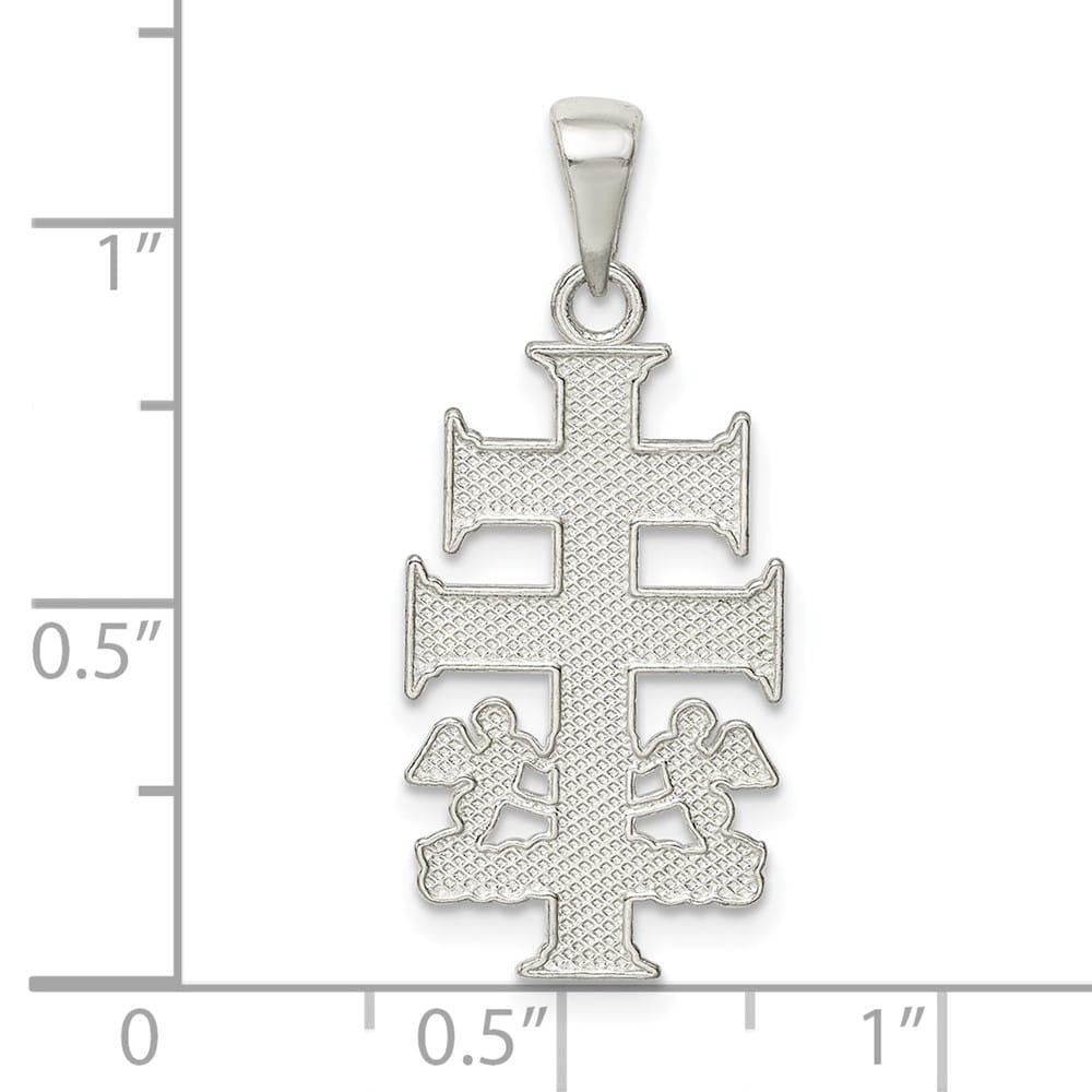 Sterling Silver Double Cross with Angels Crucifix 20.63 mm Pendant