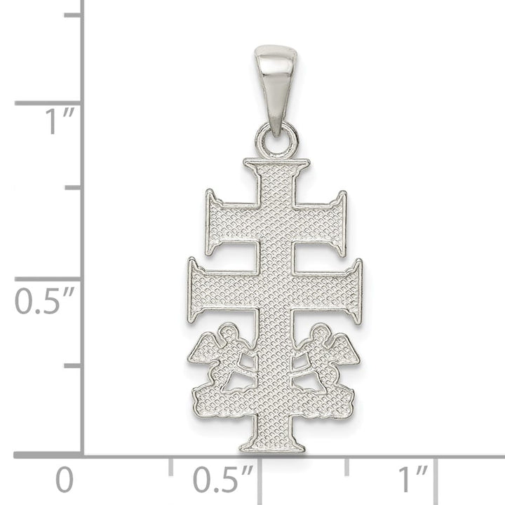 Sterling Silver Double Cross with Angels Crucifix 20.63 mm Pendant
