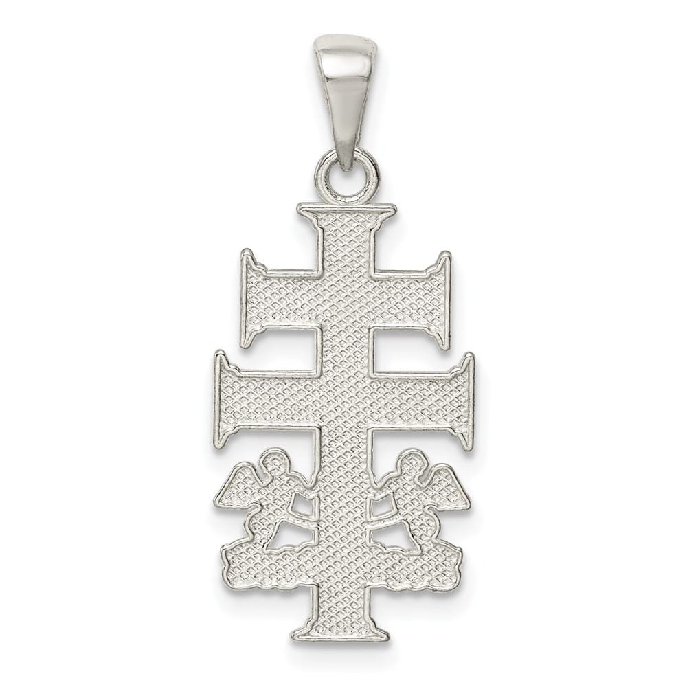 Sterling Silver Double Cross with Angels Crucifix 20.63 mm Pendant