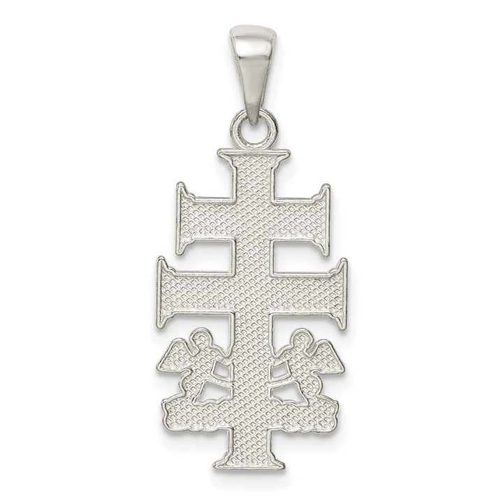 Sterling Silver Double Cross with Angels Crucifix 20.63 mm Pendant