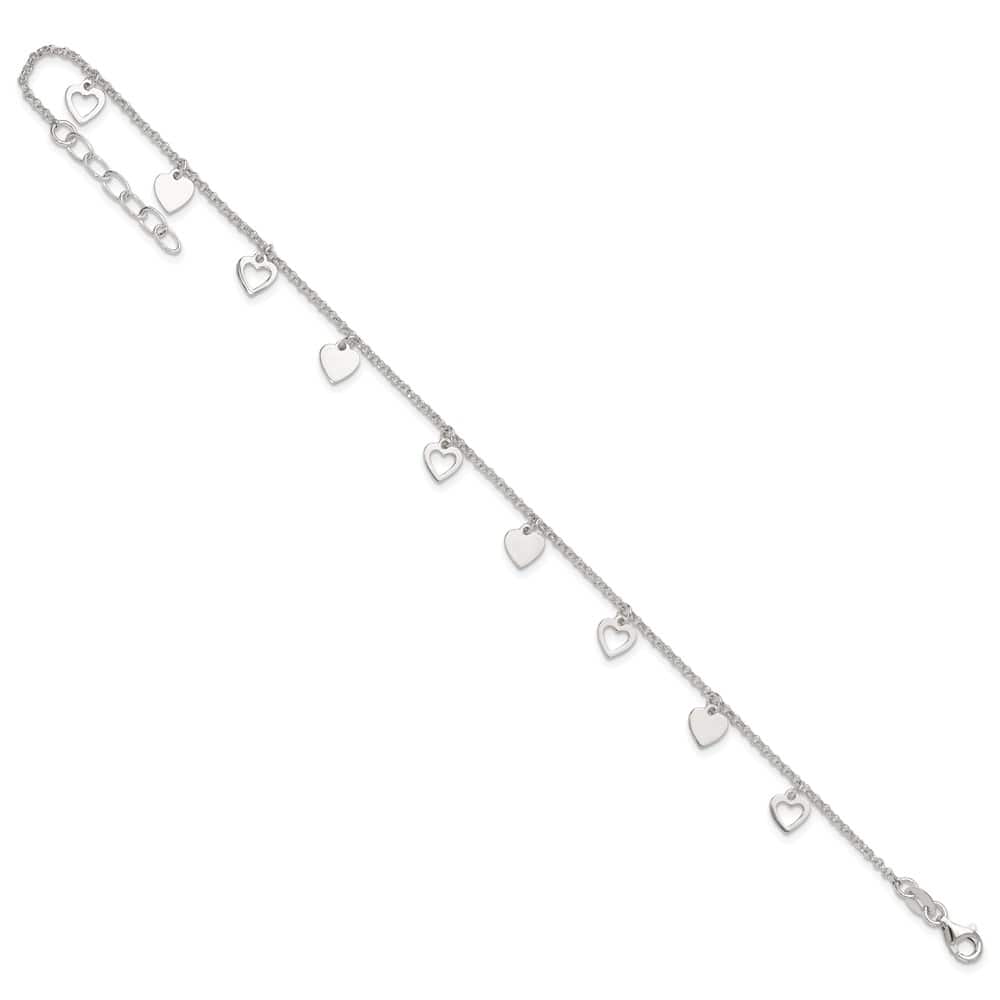 Sterling Silver Double Heart Anklet