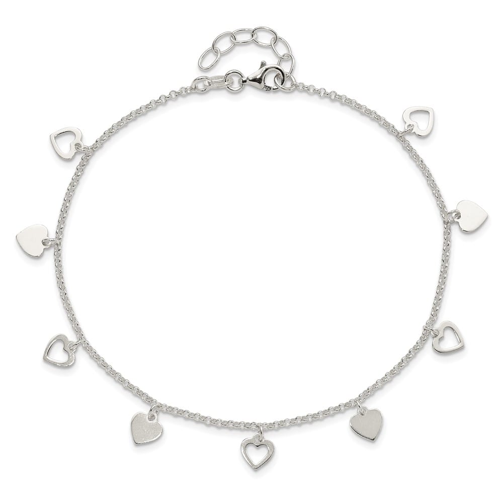 Sterling Silver Double Heart Anklet