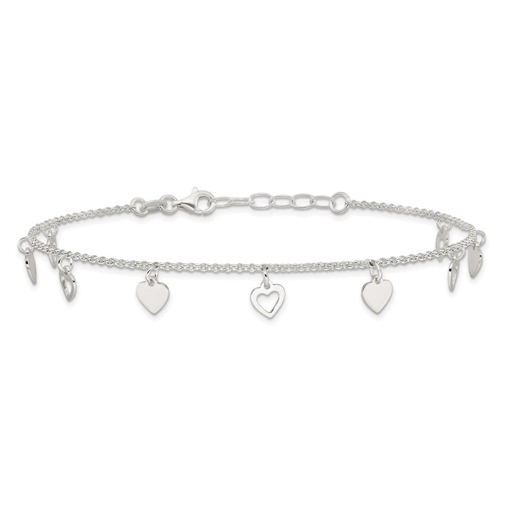 Sterling Silver Double Heart Anklet