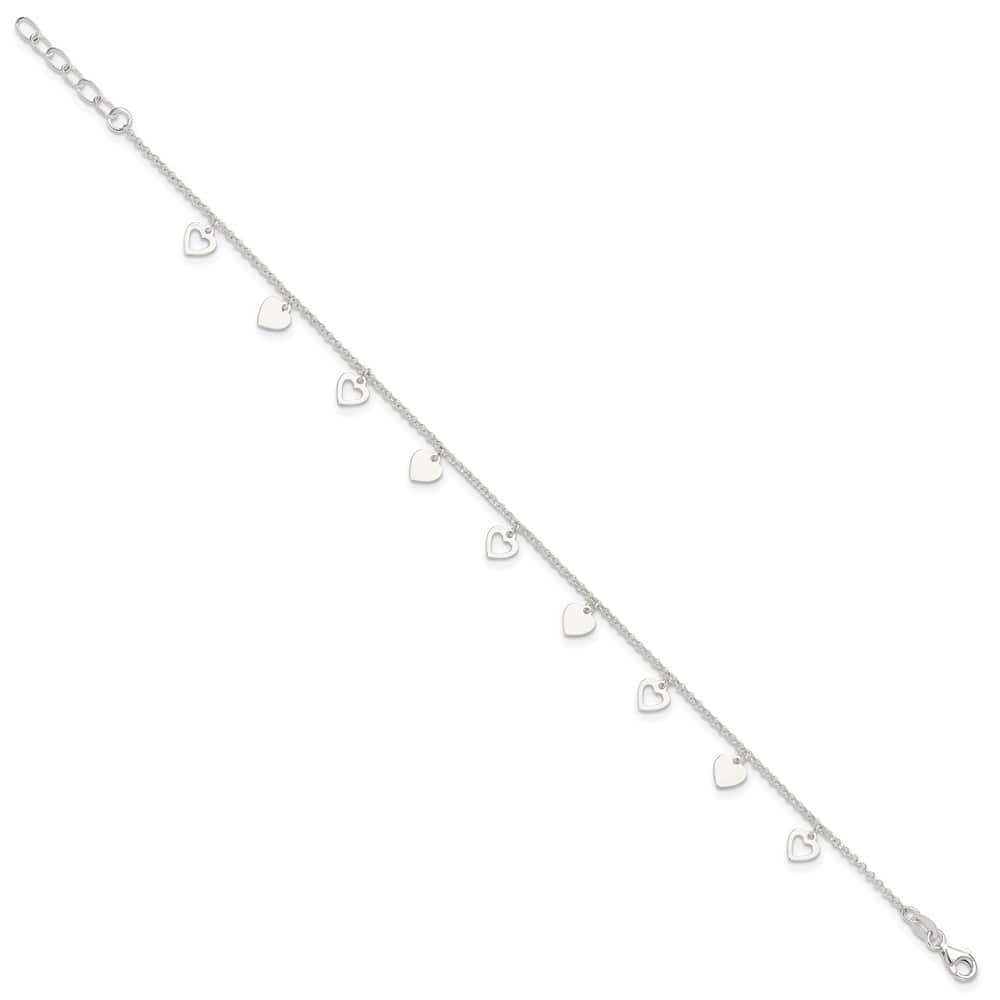 Sterling Silver Double Heart Anklet
