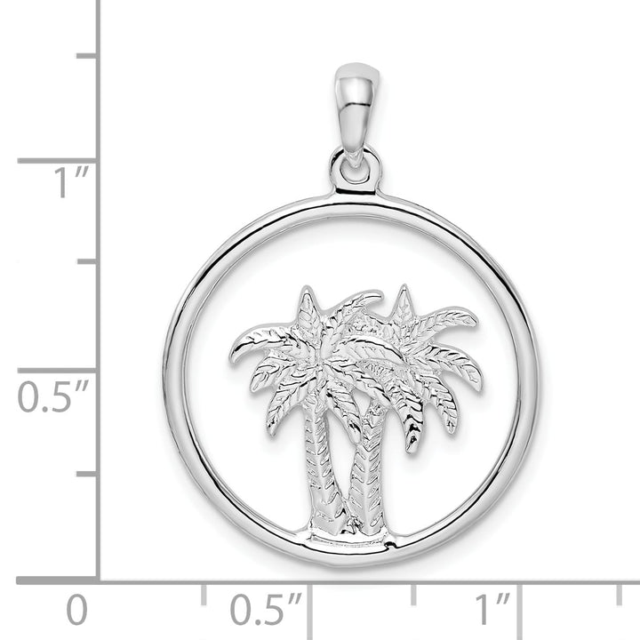 Sterling Silver Double Palm Tree Circle Pendant