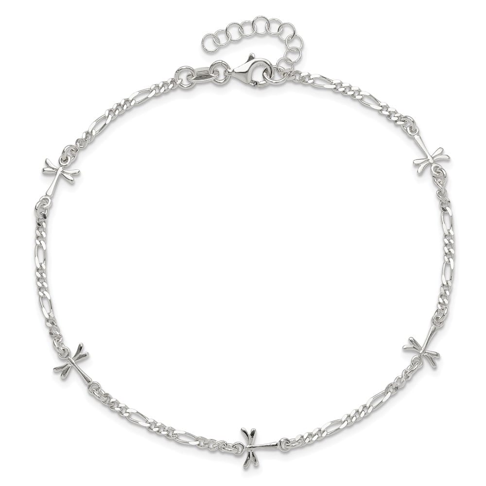 Sterling Silver Dragonflies Anklet