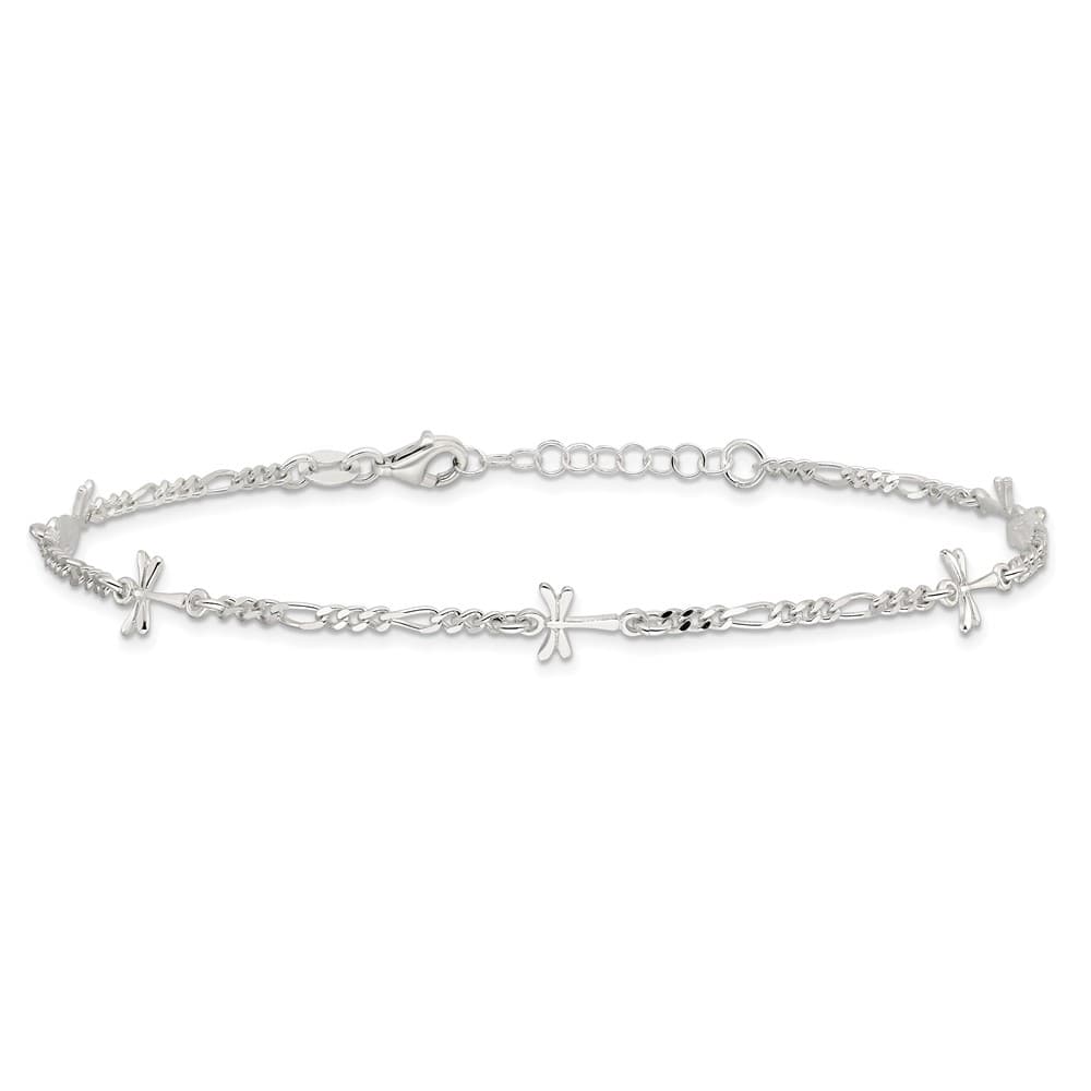 Sterling Silver Dragonflies Anklet
