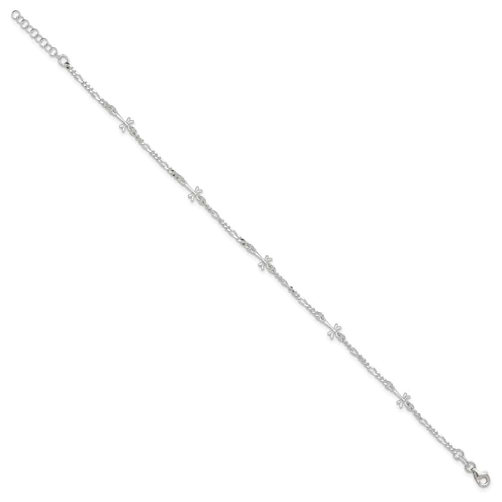 Sterling Silver Dragonflies Anklet