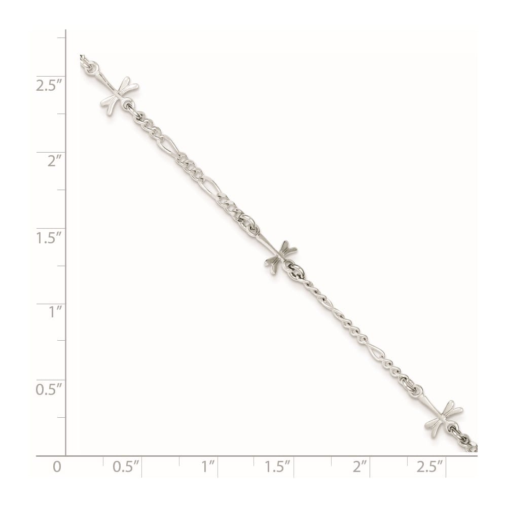 Sterling Silver Dragonflies Anklet