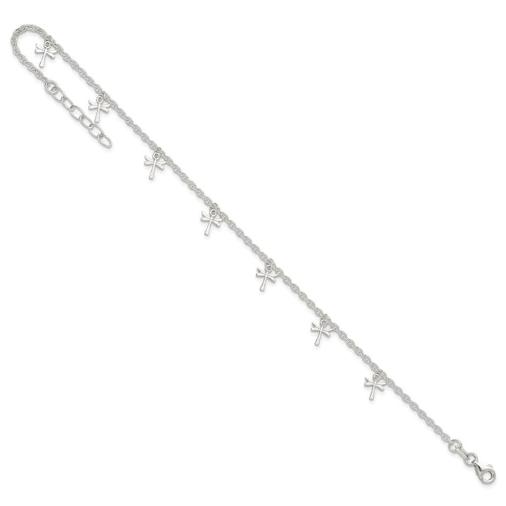 Sterling Silver Dragonfly Charms Anklet