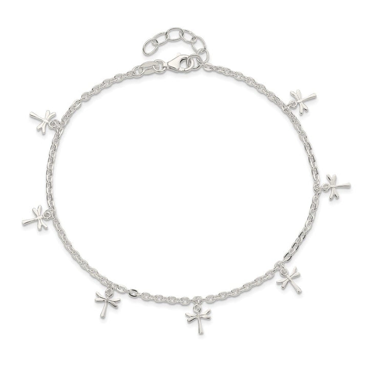 Sterling Silver Dragonfly Charms Anklet