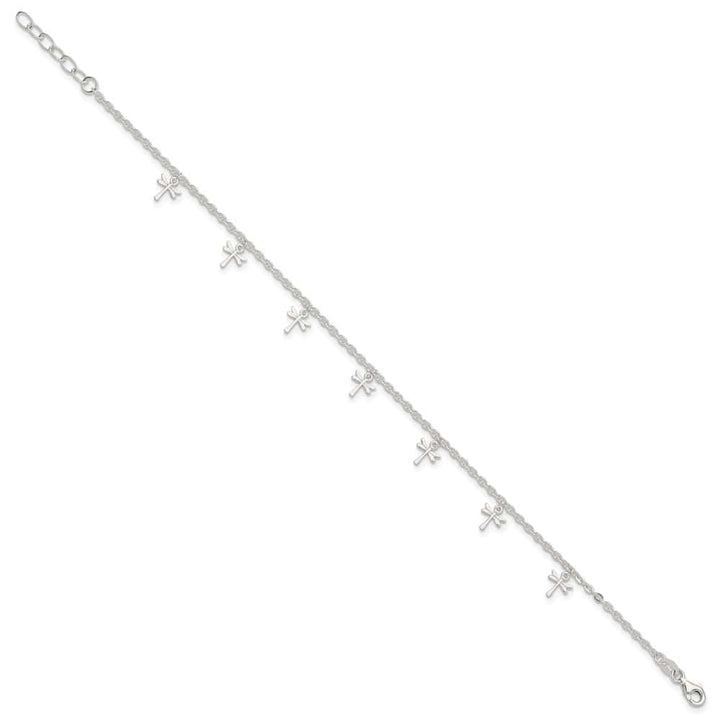 Sterling Silver Dragonfly Charms Anklet