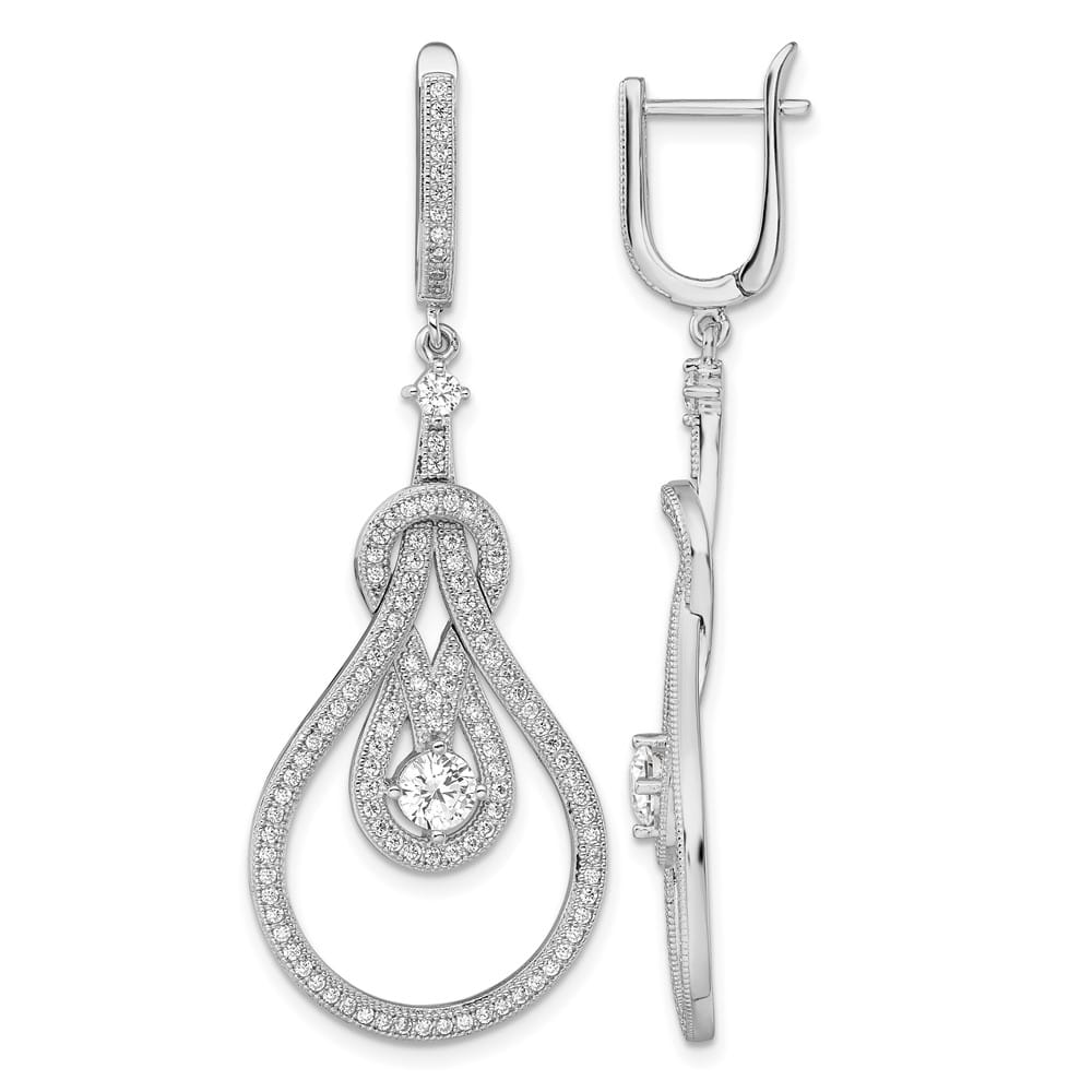 Sterling Silver Embers 226 CZ Hoop Chandelier Dangle Earrings, view 1 of 5