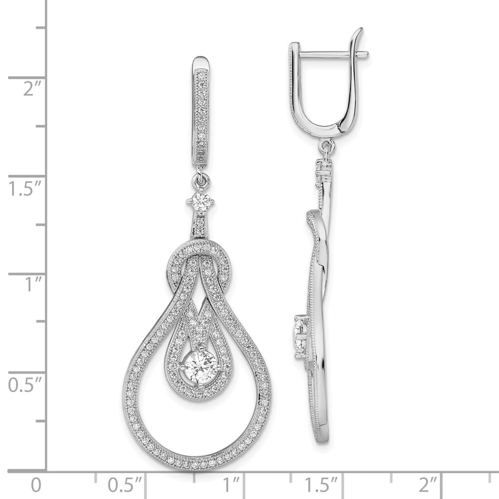 Sterling Silver Embers 226 CZ Hoop Chandelier Dangle Earrings, view 4 of 5