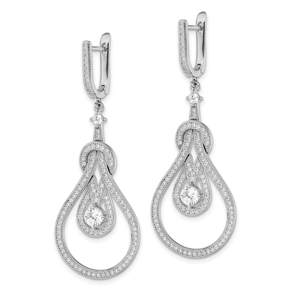 Sterling Silver Embers 226 CZ Hoop Chandelier Dangle Earrings, view 2 of 5