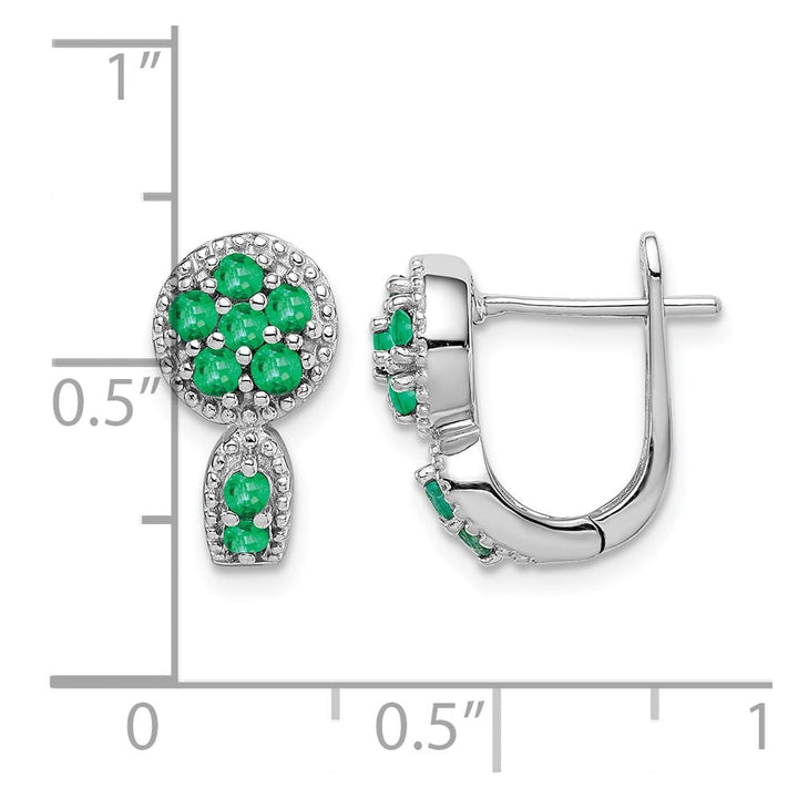 Sterling Silver Emerald Circle Hinged Earrings, view 4 of 4