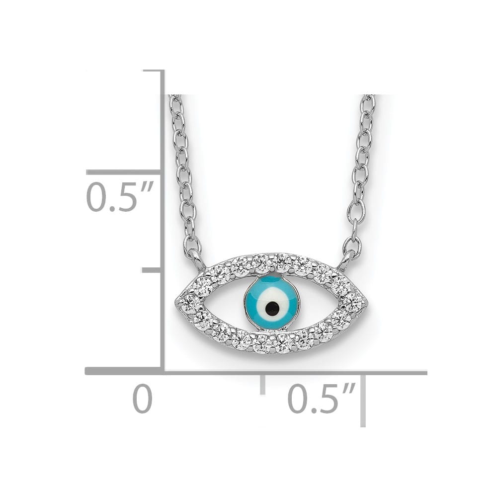 Sterling Silver Enamel Eye with CZ Necklace