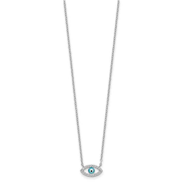 Sterling Silver Enamel Eye with CZ Necklace