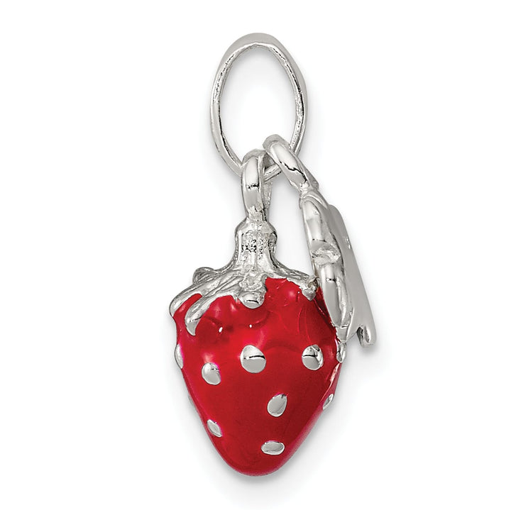 Sterling Silver Enamel Flower & Strawberry Children's Pendant