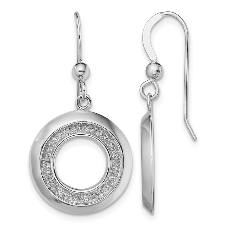 Sterling Silver Enamel Glitter Fabric Circle Dangle Earrings, view 1 of 4