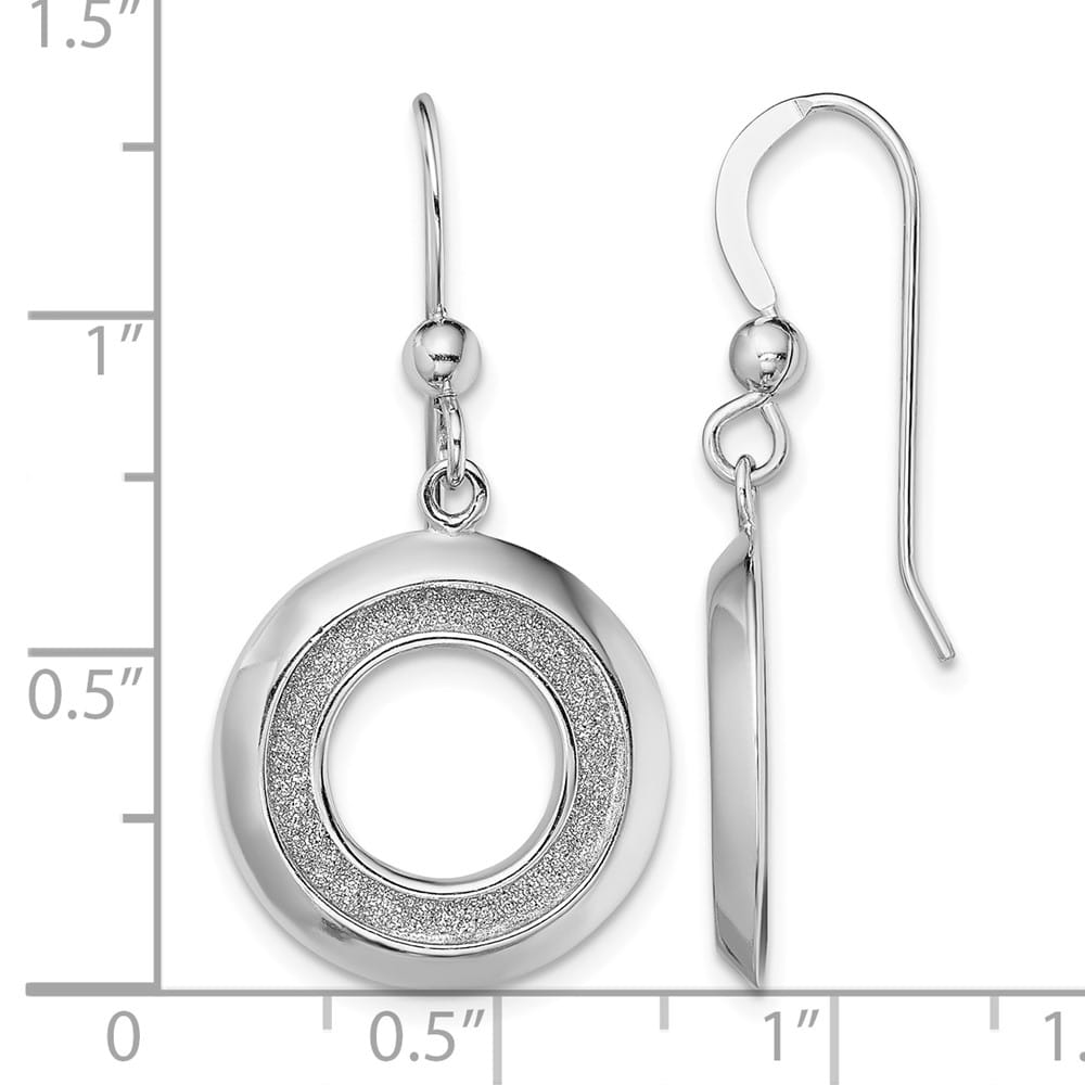 Sterling Silver Enamel Glitter Fabric Circle Dangle Earrings, view 4 of 4