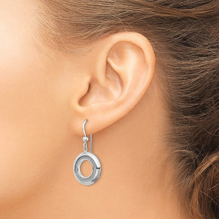 Sterling Silver Enamel Glitter Fabric Circle Dangle Earrings, view 3 of 4