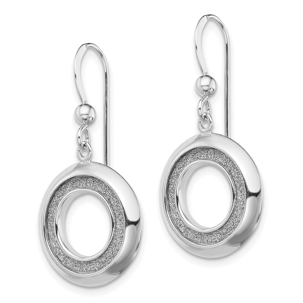 Sterling Silver Enamel Glitter Fabric Circle Dangle Earrings, view 2 of 4