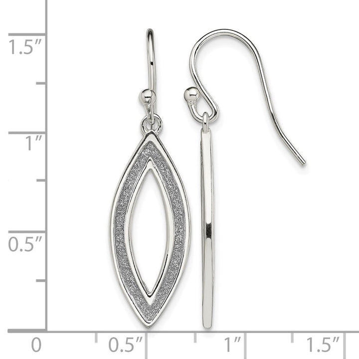Sterling Silver Enamel Glitter Fabric Marquise Dangle Earrings, view 4 of 4