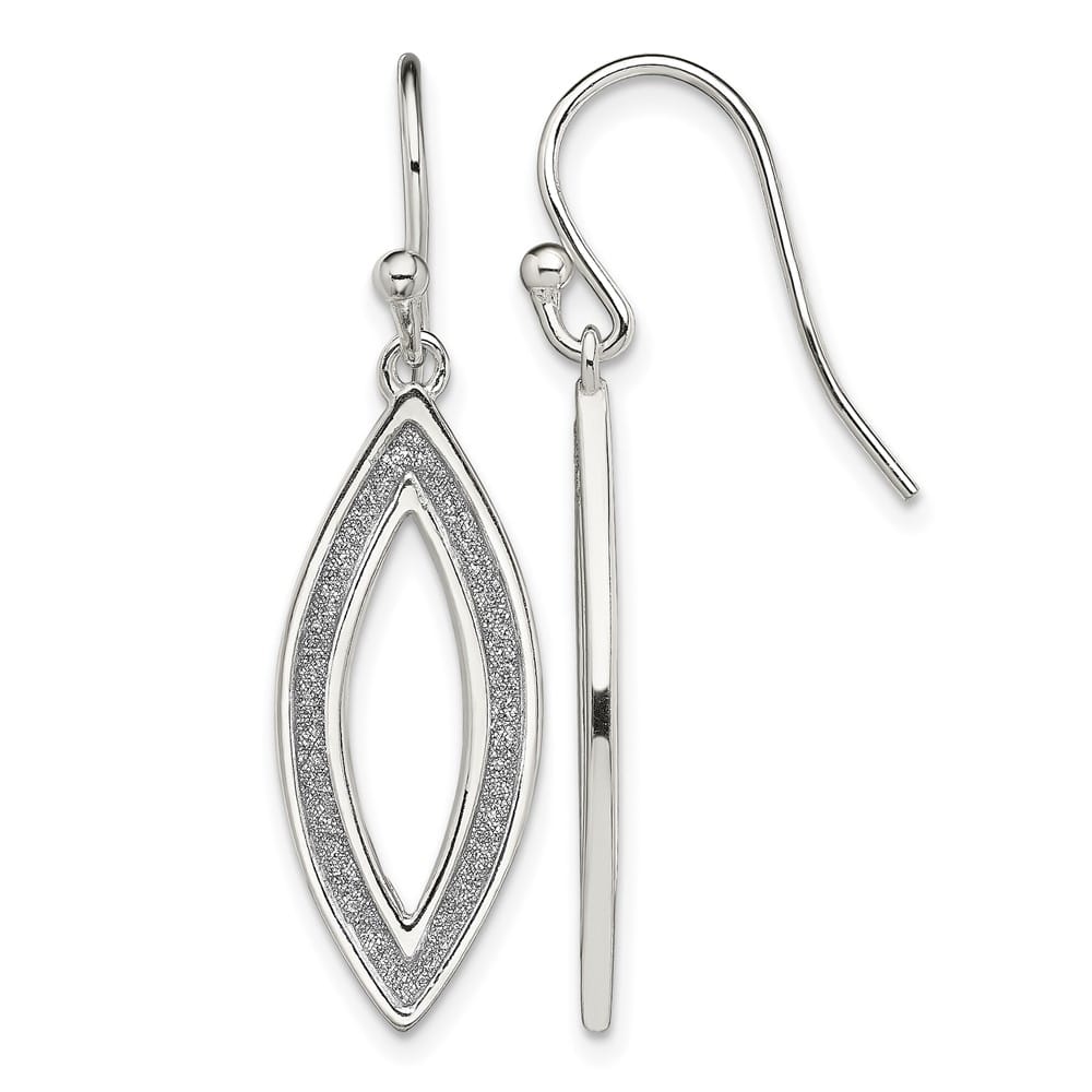 Sterling Silver Enamel Glitter Fabric Marquise Dangle Earrings, view 1 of 4