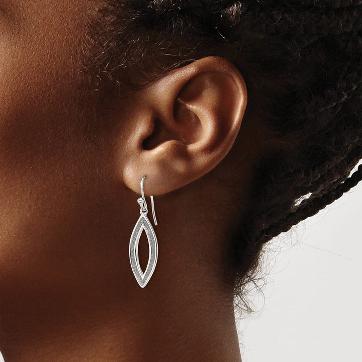 Sterling Silver Enamel Glitter Fabric Marquise Dangle Earrings, view 3 of 4