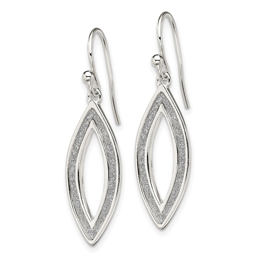 Sterling Silver Enamel Glitter Fabric Marquise Dangle Earrings, view 2 of 4