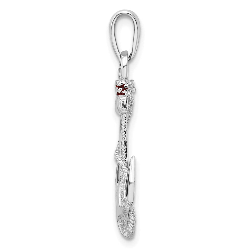 Sterling Silver Enameled Anchor with Rope Pendant